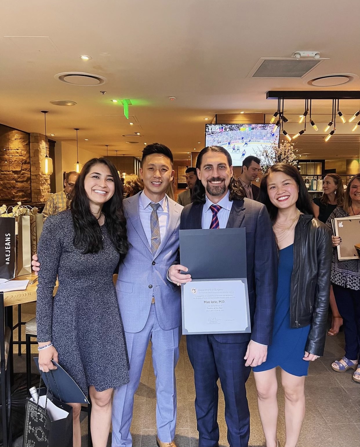 Dr. Iorio receiving Teacher of the Year award